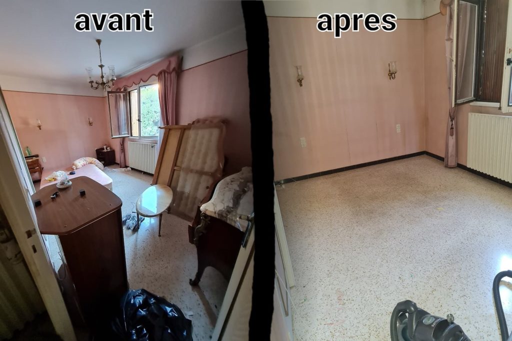 Débarras chambre avant / après